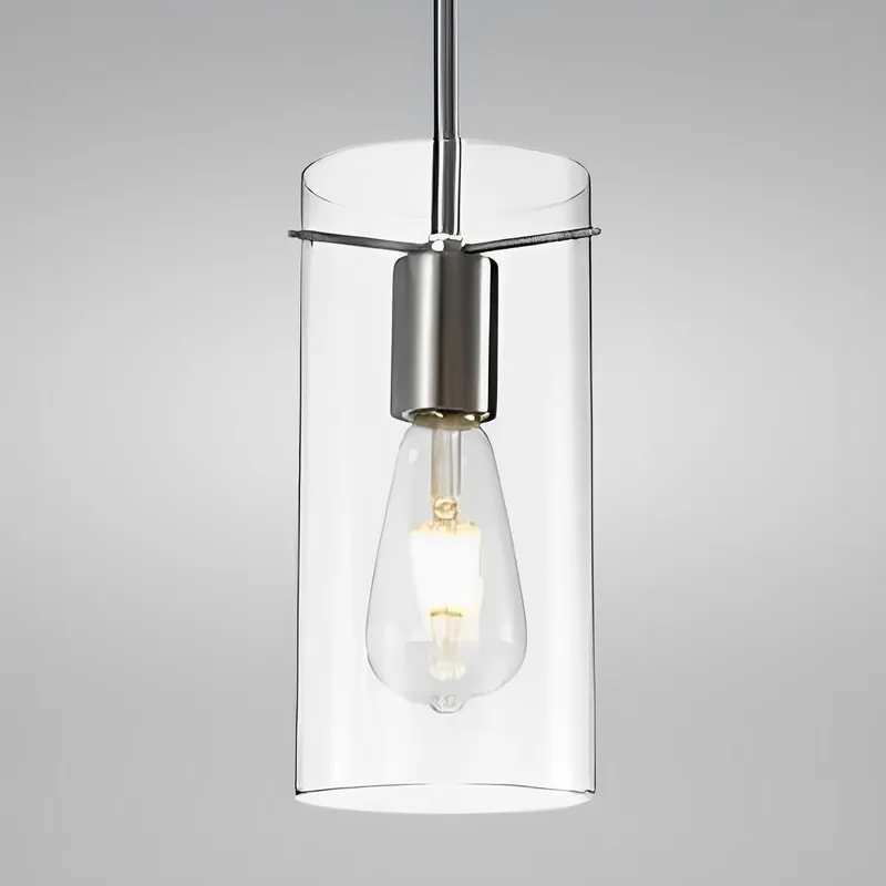 4 3/4" Satin Nickel & Clear Glass LED Mini Pendant Light, P117 Series — Sunco Lighting LED Landscape Lights 8.0W 2700K