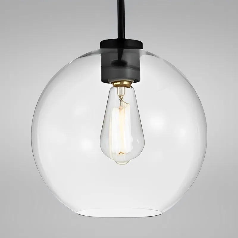 4 3/4" Wide Black & Clear Glass Orb LED Mini Pendant Light, P607D Series — Sunco Lighting LED Landscape Lights 8.0W 2700K