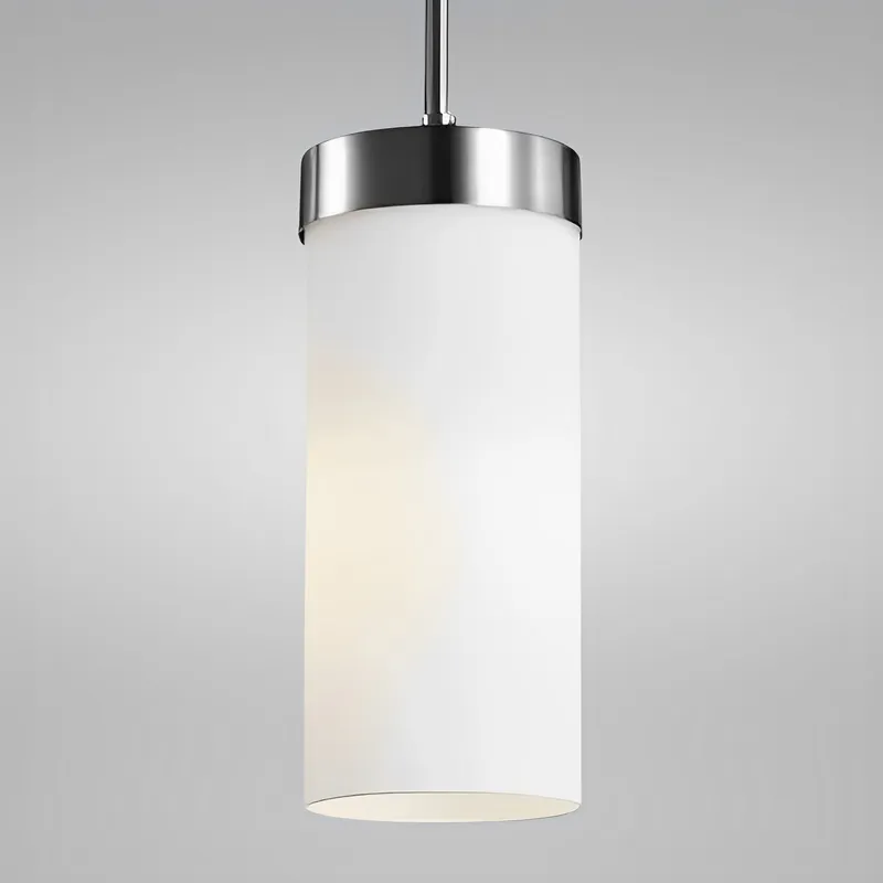3 1/2" Satin Nickel & Opal White Glass Cylinder LED Mini Pendant Light, P058 Series — Sunco Lighting LED Landscape Lights  3000K