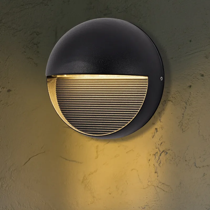 LED Circular Black Wall Sconce, 9W, Obsidian, 390 Lumens — Sunco Lighting LED Wall Lights 9.0W 3000K