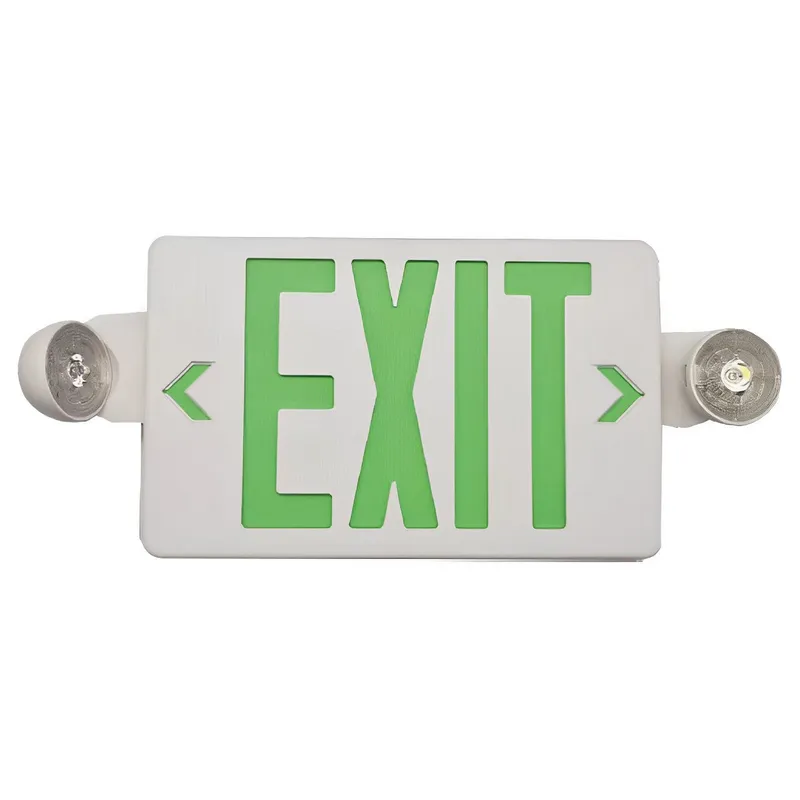 2 Round Head LED Exit Sign (Green) — Sunco Lighting LED Flood Lights  