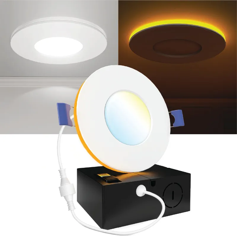 Recessed LED Lighting, 3 Inch, Slim, Wafer Thin, Night Light, Selectable CCT, 500 Lumens — Sunco Lighting LED Downlights 8.0W 2700K