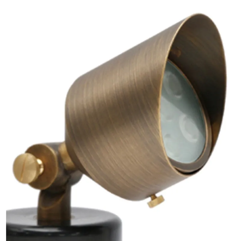 Brass Large Head Landscape Spot Light With Spike, 550 Lumens — Sunco Lighting LED Flood Lights  3000K
