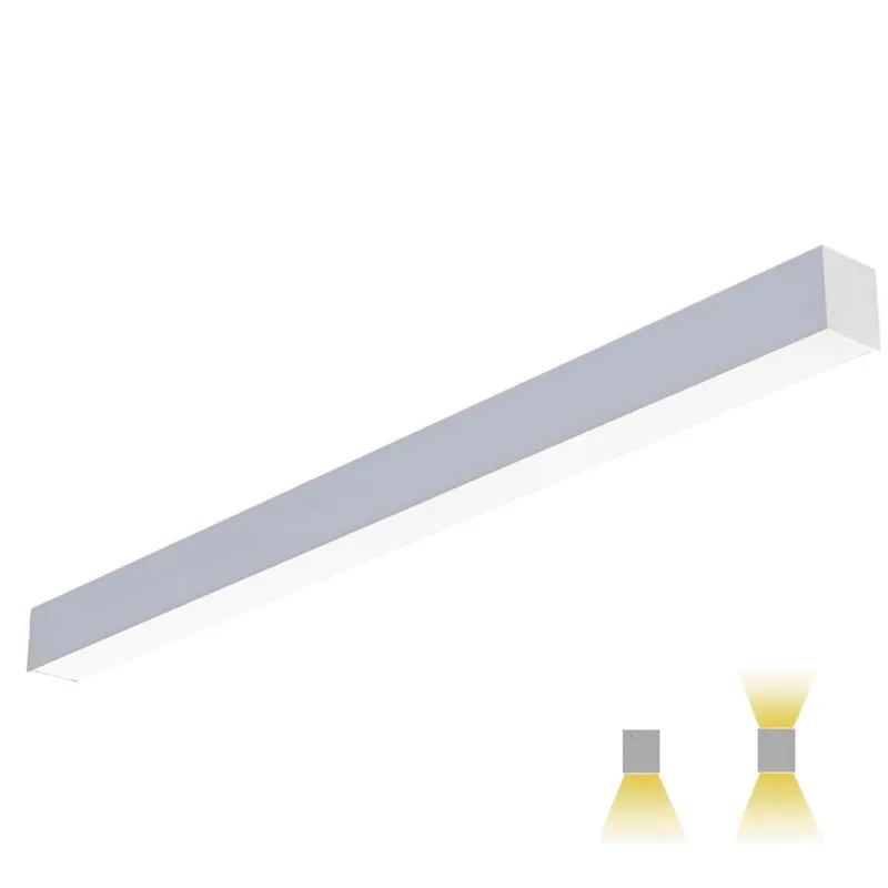 4ft LED Linear Pendant Up/Down Light, 50W/40W/30W, White, Selectable Wattage & CCT, 5700 Lumens — Sunco Lighting LED Linear Lights 50.0W 3000K