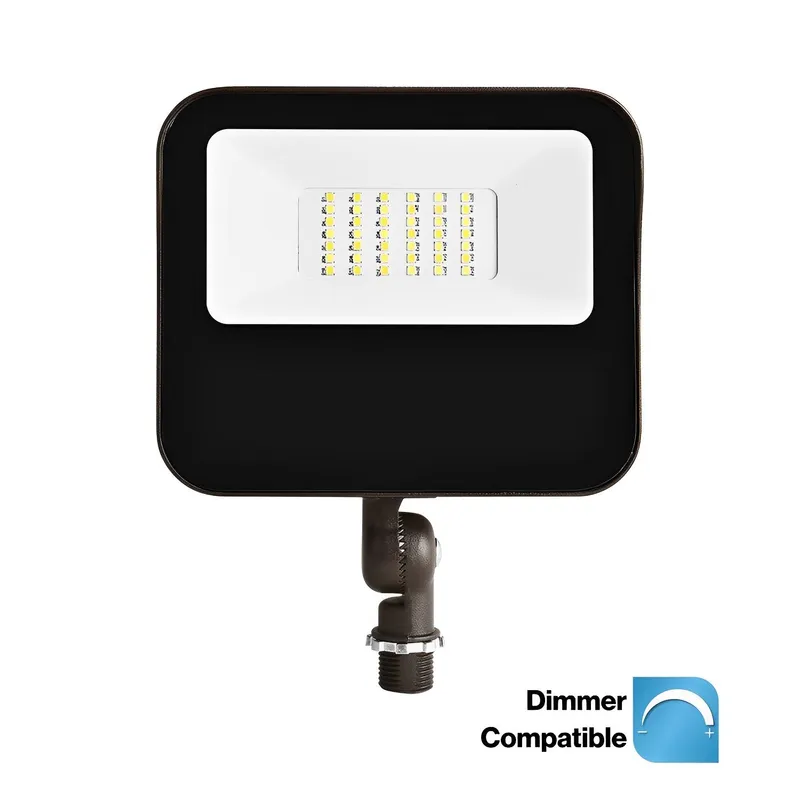 LED Flood Light, Knuckle Mount, Dark Bronze, 65W/54W/41W/27W, Dusk to Dawn Photocell, Selectable Wattage & CCT, 9400 Lumens — Sunco Lighting LED Flood Lights 65.0W 3000K