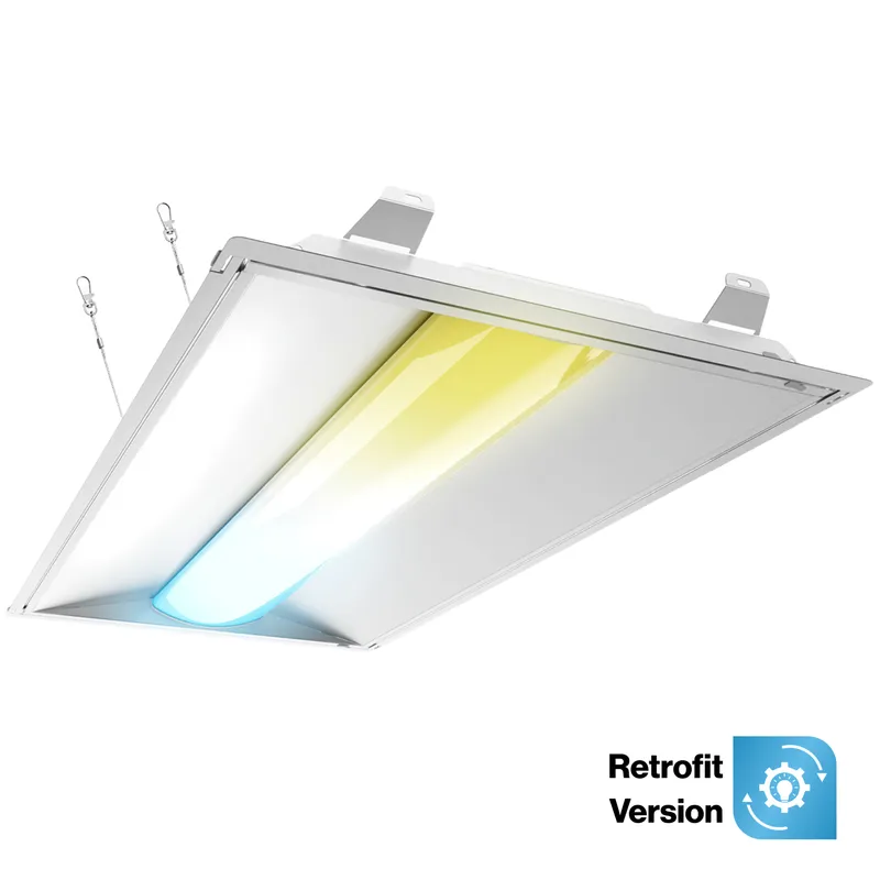 LED Retrofit Center Basket Troffers, 45W/38W/34W, 2x4, 6000 Lumens — Sunco Lighting LED Downlights 45.0W 3000K