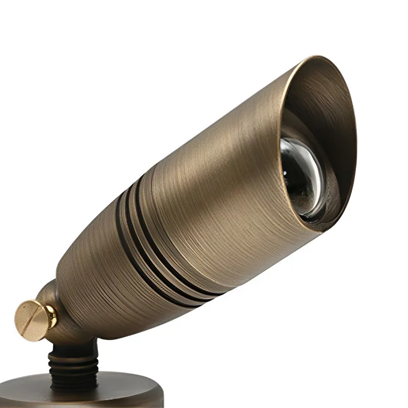 Brass Bullet Head Landscape Spot Light with Plastic Spike — Sunco Lighting LED Flood Lights  