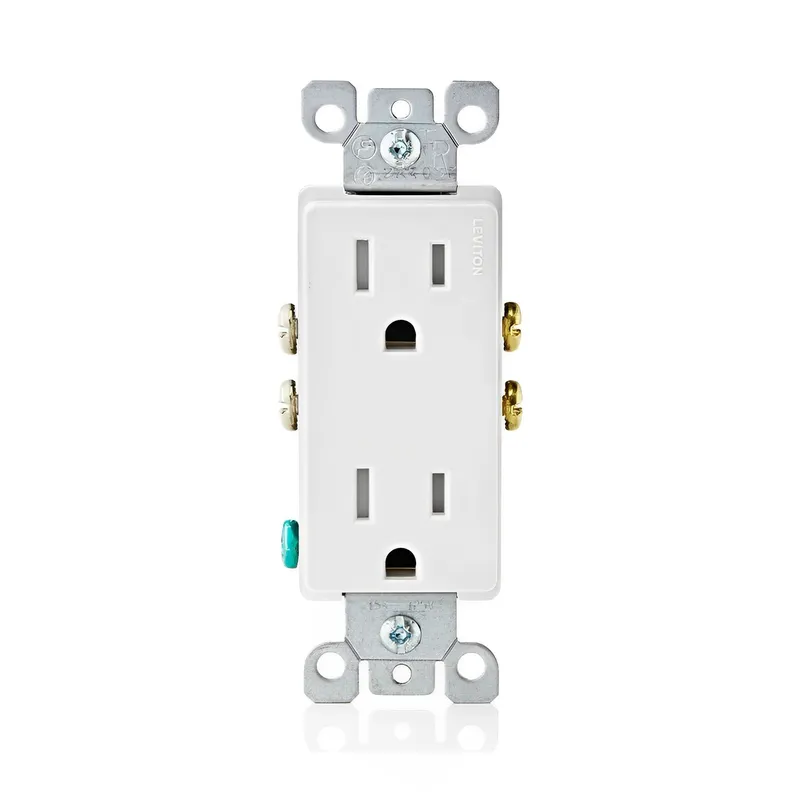 Leviton 15 Amp Tamper Resistant Duplex Receptacle, Outlet, Straight Blade, Grounding - 2 Poles — Sunco Lighting LED Landscape Lights  