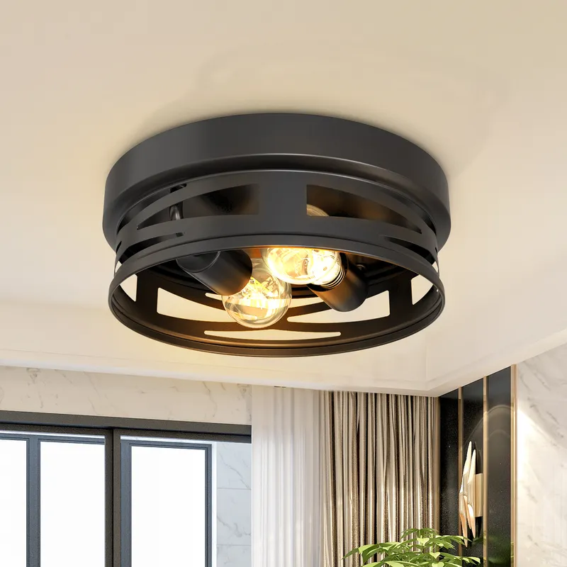 Farmhouse Industrial Ceiling Fixture with A19 Filament Edison Bulbs, 1600 Lumens — Sunco Lighting LED Post Top Lights  2700K