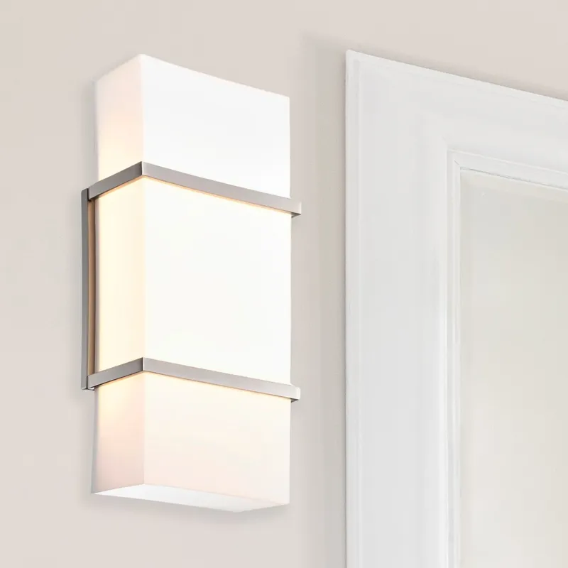 LED Satin Nickel Wall Sconce, 15W, Luminara, 1300 Lumens — Sunco Lighting LED Wall Lights 15.0W 3000K