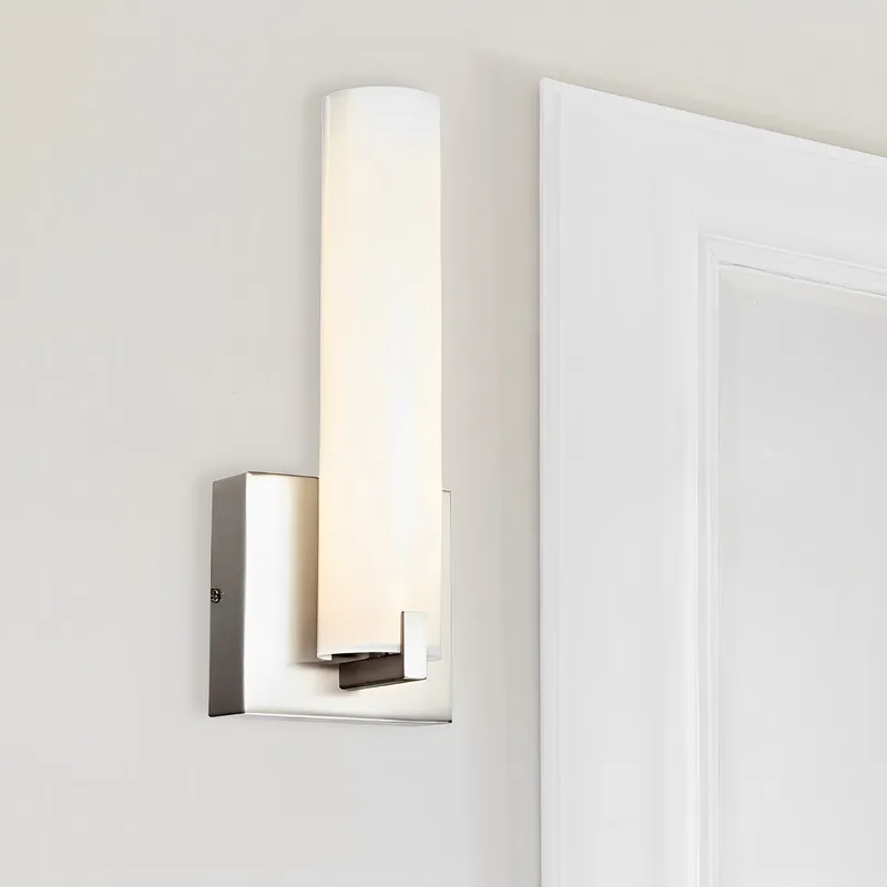 LED Satin Nickel Wall Sconce, 9W, Pearl, 700 Lumens — Sunco Lighting LED Wall Lights 9.0W 3000K