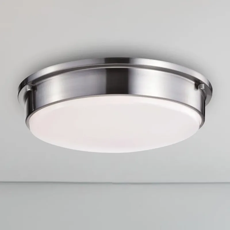 Round LED Satin Nickel Ceiling Light, Klein, Surface Mount, 2100 Lumens — Sunco Lighting LED Post Top Lights 24.0W 3000K