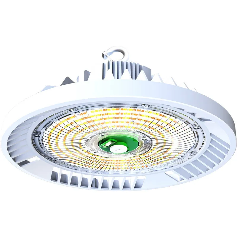 White UFO High Bay LED Fixture, 150W/100W/80W, Whitney, 100-277V, Selectable Wattage & CCT, 21700 Lumens — Sunco Lighting LED High Bay Lights 150.0W 3000K