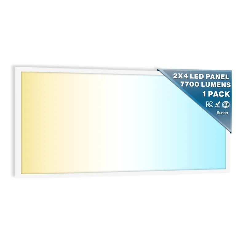 LED Ceiling Panel Light, 60W/50W/40W, 2x4, Selectable Wattage & CCT, 7700 Lumens — Sunco Lighting LED Downlights 60.0W 4000K