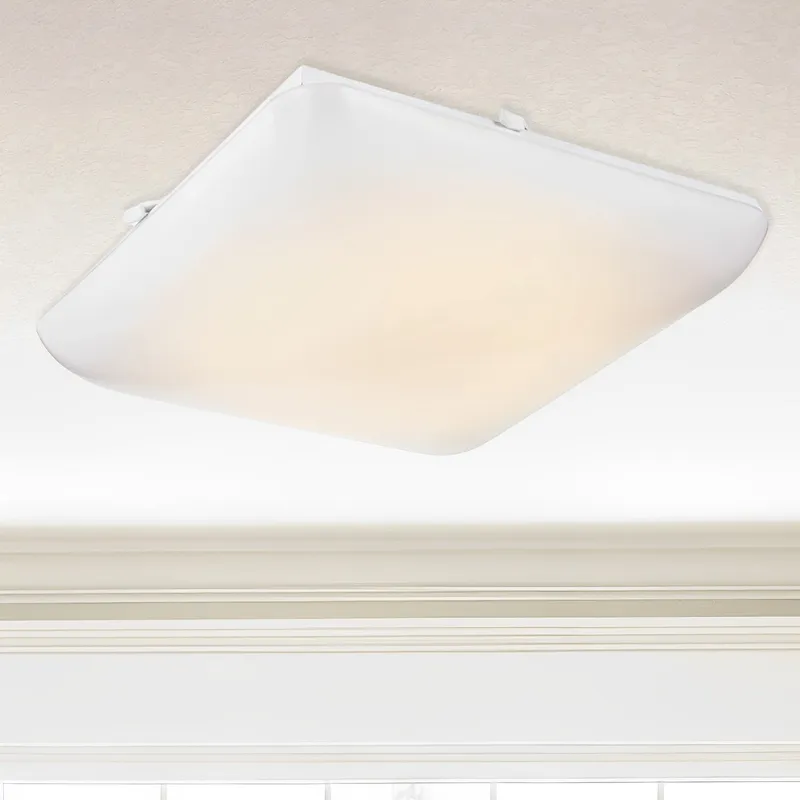 Square LED Puff Ceiling Light, Cloud, White, Surface Mount, 120-277V, 3200 Lumens — Sunco Lighting LED Post Top Lights 24.0W 3000K