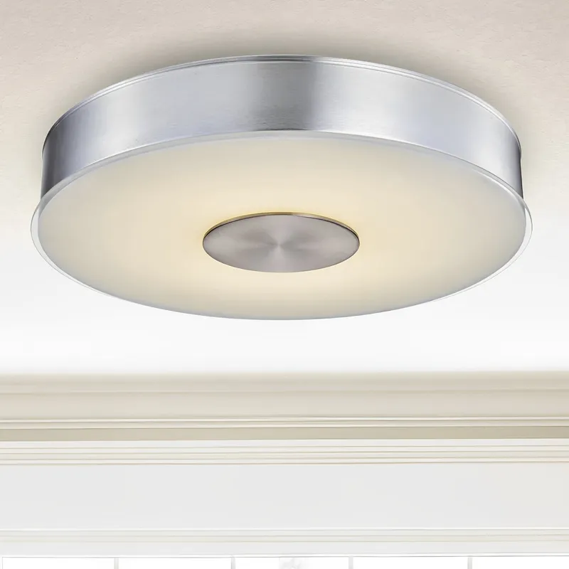 11 Inch Round LED Brushed Aluminum Ceiling Light, Fusion, Surface Mount, 1300 Lumens — Sunco Lighting LED Post Top Lights 17.0W 3000K