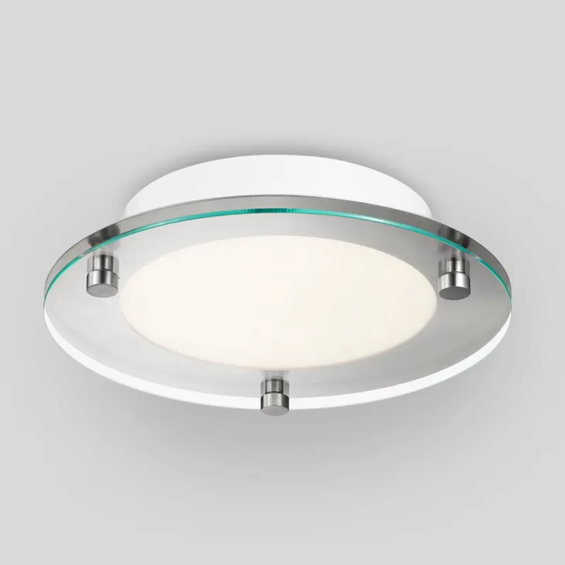 14 Inch Round LED Satin Nickel Ceiling Light, Surface Mount, 2100 Lumens — Sunco Lighting LED Post Top Lights 22.0W 3000K