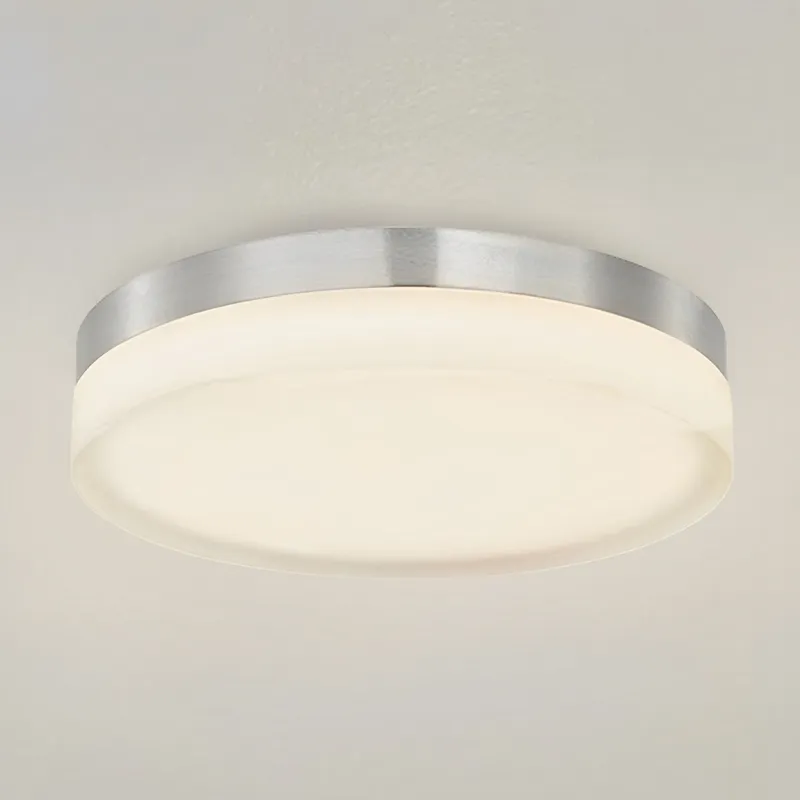 11 Inch Round LED Satin Nickel Ceiling Light, Surface Mount, 950 Lumens — Sunco Lighting LED Post Top Lights 18.0W 3000K