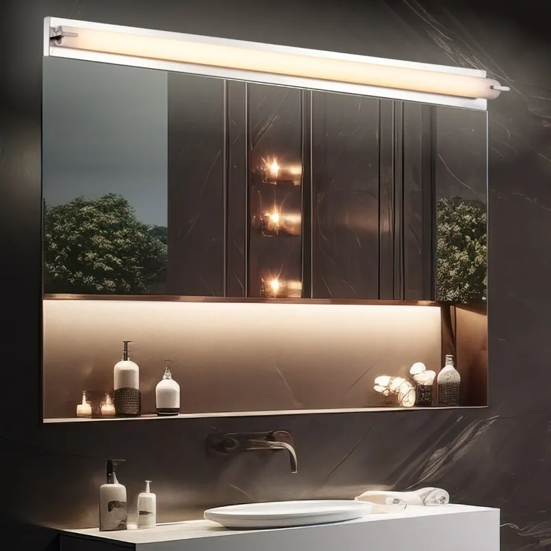 LED Satin Nickel Vanity Light, Candle, Selectable CCT, 3200 Lumens — Sunco Lighting LED Linear Lights 17.0W 3000K