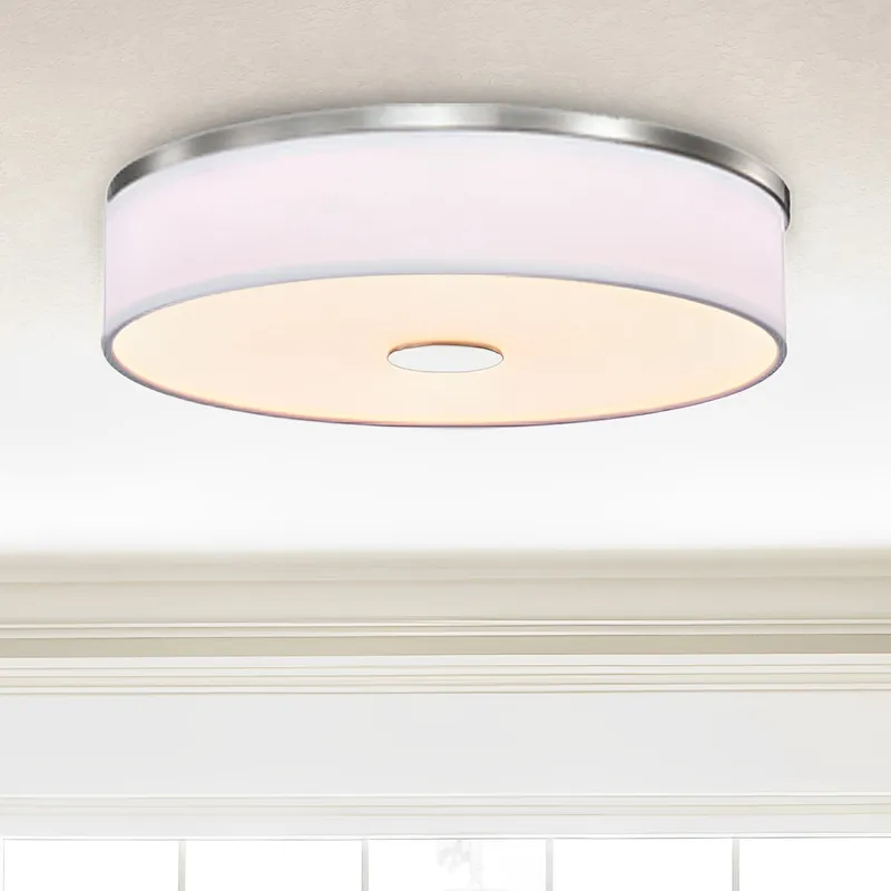 Round LED Satin Nickel Ceiling Light, Sundecor, Surface Mount, Selectable CCT — Sunco Lighting LED Post Top Lights 25.0W 3000K