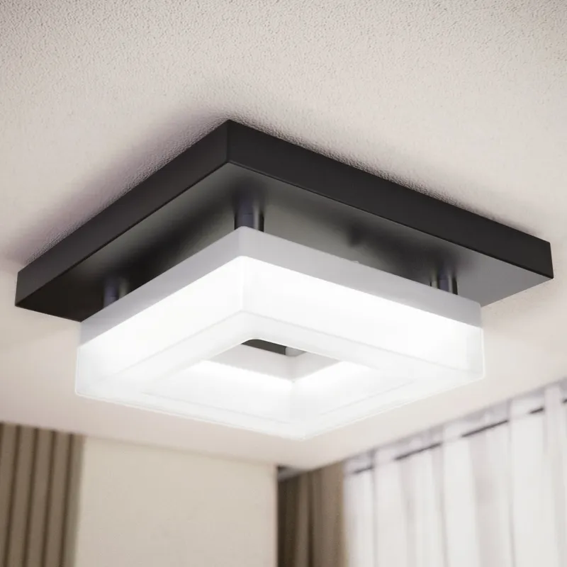 8 Inch Quadrata, Decorative Ceiling Light, Selectable CCT, 1800 Lumens — Sunco Lighting LED Post Top Lights  2700K