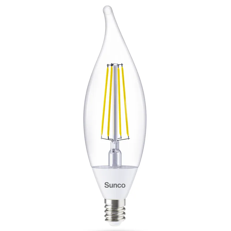 CA11 LED Candelabra Bulb, Dusk to Dawn Photocell, Filament, 500 Lumens — Sunco Lighting LED Lighting Controls  2700K