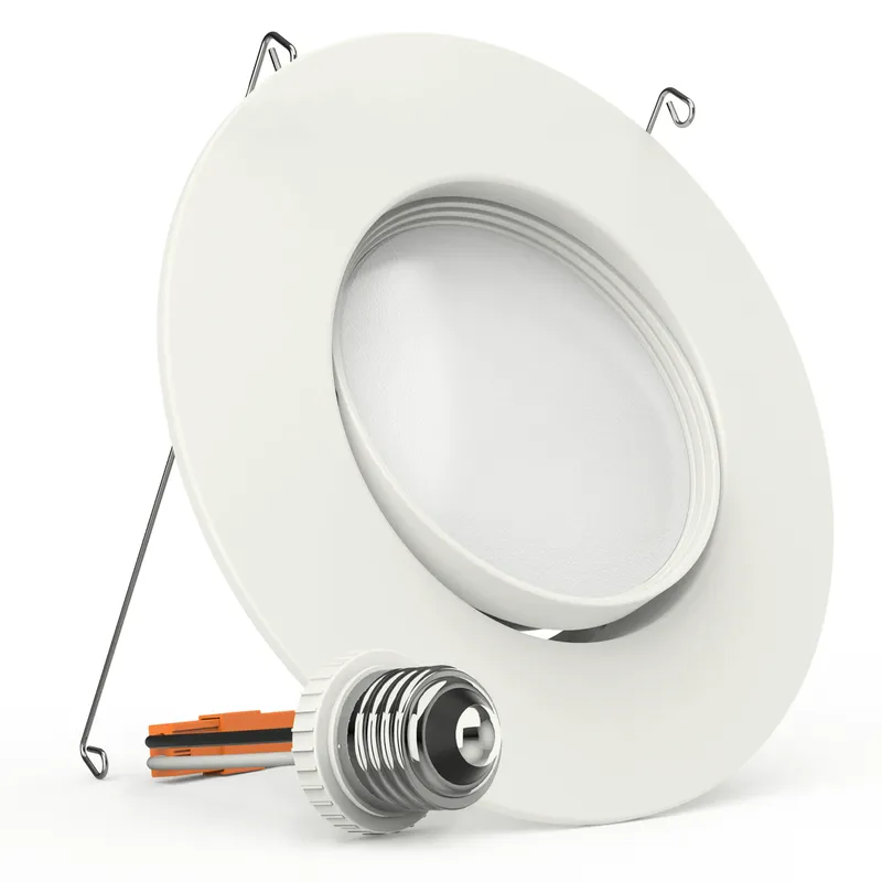 Recessed LED Retrofit Lighting, 5/6 Inch, Gimbal, 800 Lumens (Off White Trim) — Sunco Lighting LED Downlights  2700K
