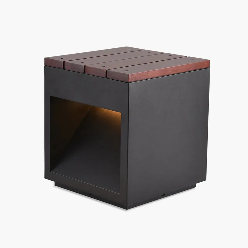 Antizer Solar Wooden Square Stool Outdoor Light — Antizer Lighting LED Temporary & Work Lights  
