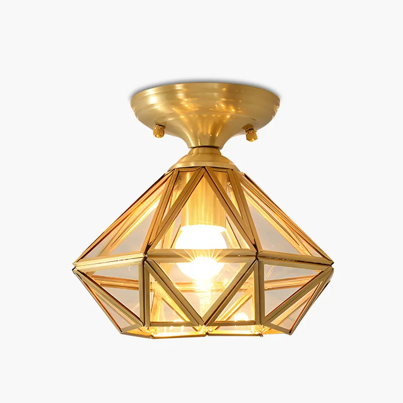 Antizer European Style Copper Glass Ceiling Lamp-A — Antizer Lighting LED Post Top Lights  