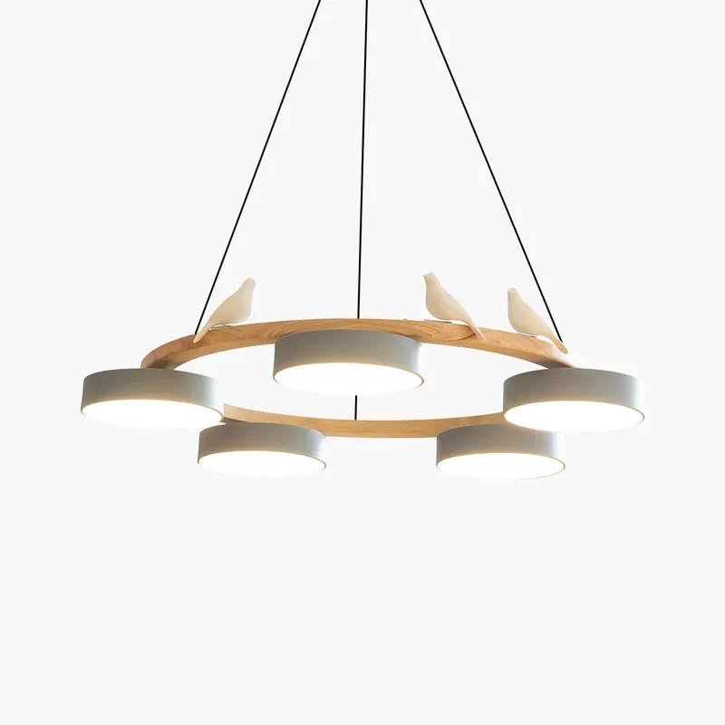 Antizer Round Wood Chandelier with Bird Accents for Living Room — Antizer Lighting LED Landscape Lights  