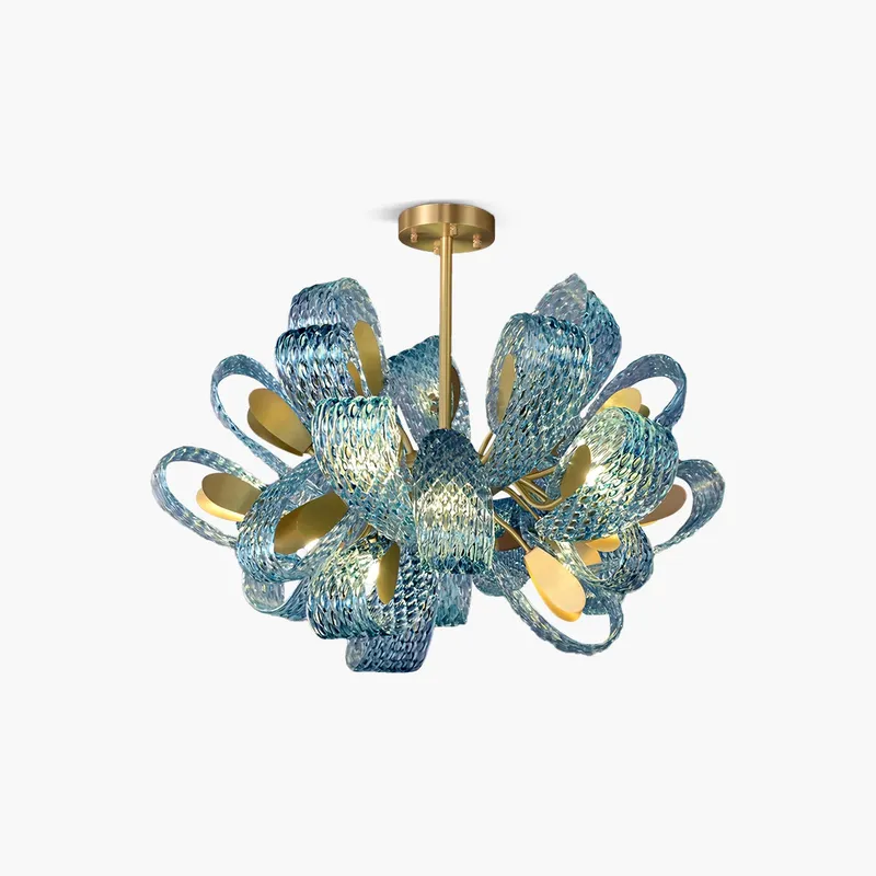 Antizer Peacock Blue Art Glass Chandelier for Dining Room — Antizer Lighting LED Landscape Lights  3000K