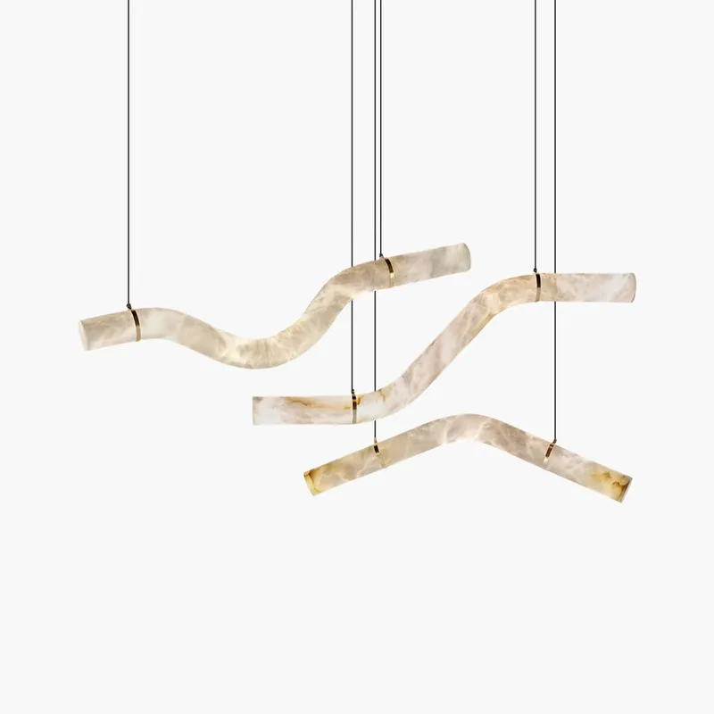 Antizer Minimalist Linear Spanish Alabaster Pendant Light — Antizer Lighting LED Linear Lights  