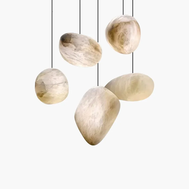 Antizer Modern Pebble Shaped Spanish Alabaster Pendant Light — Antizer Lighting LED Landscape Lights  