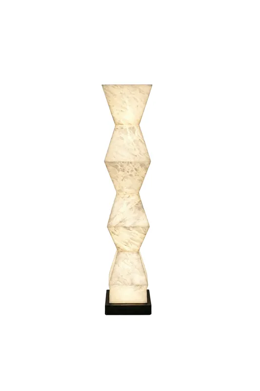 Kellan Geometric Alabaster Floor Lamp — Samu Lighting LED Temporary & Work Lights 40.0W 3000K
