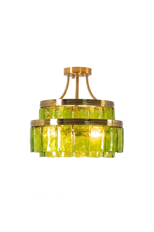 Aura Verdant Tiered Green Glass Ceiling Light — Samu Lighting LED Post Top Lights 15.0W 
