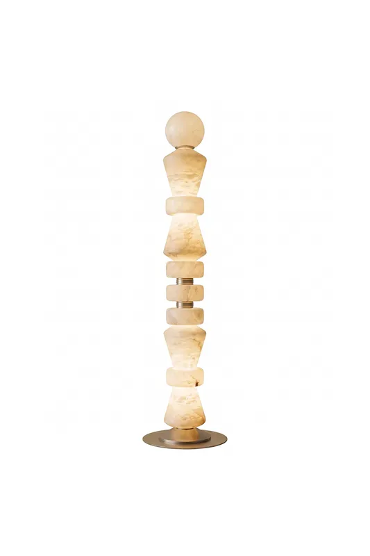 Horizon Obelisk Alabaster & Brass Floor Lamp — Samu Lighting LED Temporary & Work Lights 30.0W 