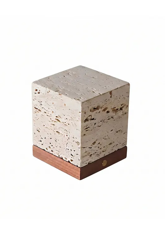 Radiant Monolith Travertine Table Lamp — Samu Lighting LED Temporary & Work Lights  3000K