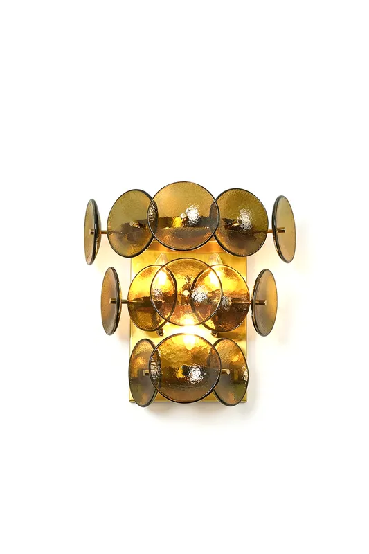 Olive Green Disc Hammered Glass Wall Lamp — Samu Lighting LED Wall Lights 15.0W 