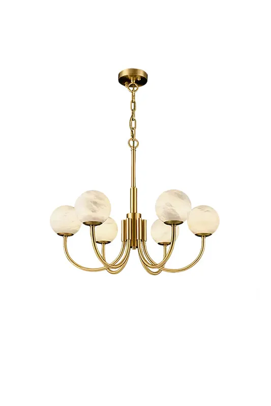 Modern Brass Chandelier with Alabaster Glob — Samu Lighting LED Landscape Lights 40.0W 