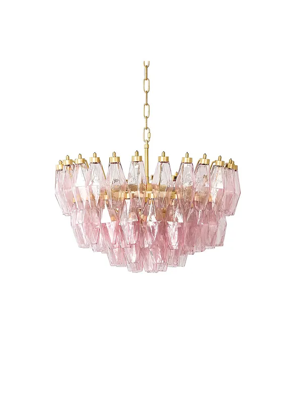 Pink Art Glass Polyhedron Tiered Chandelier — Samu Lighting LED Landscape Lights 40.0W 