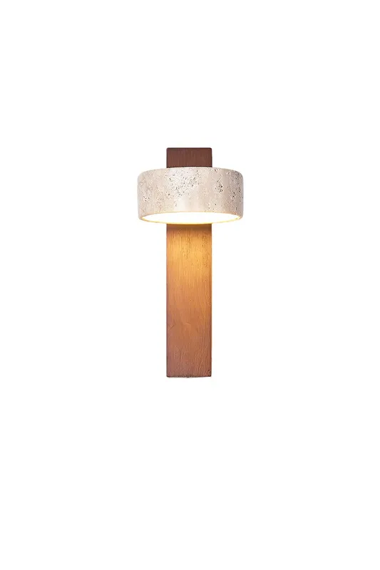 Walnut Wood Travertine Beam Wall Sconce — Samu Lighting LED Wall Lights 9.0W 3000K