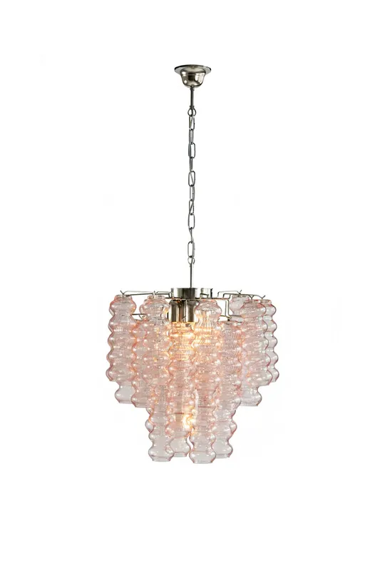 Pink Art Ripple Glass Tube Chandelier — Samu Lighting LED Landscape Lights 0.0W 