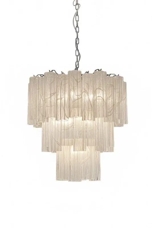 White Textured Art Glass Chandelier — Samu Lighting LED Landscape Lights 40.0W 