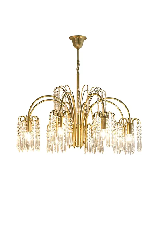 Brass Halo Arched-Arm Crystal Chandelier — Samu Lighting LED Landscape Lights 40.0W 