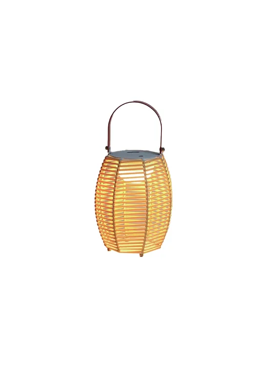 Rattan Lantern Rechargeable Solar Outdoor Table Lamp — Samu Lighting LED Temporary & Work Lights 20.0W 3000K