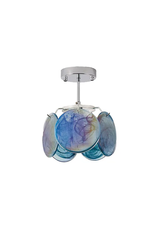 Single-tier Vistosi Style Glass Disc Ceiling Light — Samu Lighting LED Post Top Lights 12.0W 