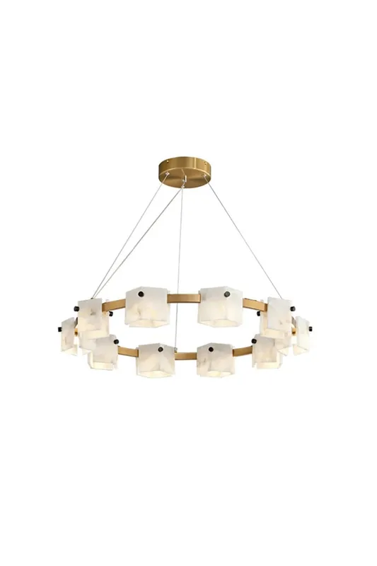 Diamond Shaped Alabaster Ring Chandelier — Samu Lighting LED Landscape Lights 40.0W 3000K