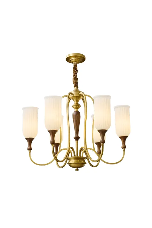 Vintage Walnut Brass Glass Chandelier — Samu Lighting LED Landscape Lights 40.0W 