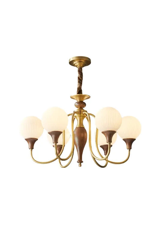 Brass Vintage Walnut Chandelier — Samu Lighting LED Landscape Lights 40.0W 