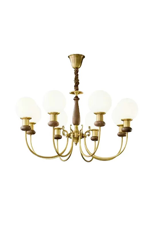 Vintage Walnut Brass Chandelier — Samu Lighting LED Landscape Lights 40.0W 